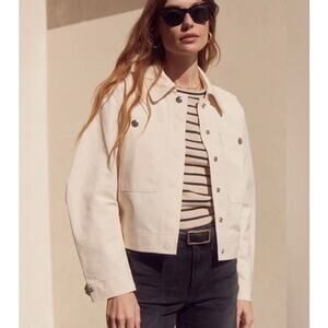 EUC AYR The Very Thing Neutral White Italian Cotton Canvas Cropped Jacket Sz XS